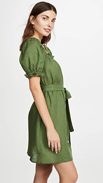 Shop Sleeper Brigitte Linen Mini Dress Green
