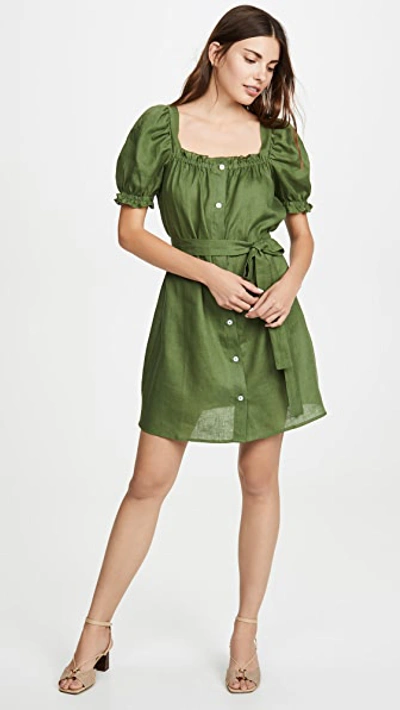 Shop Sleeper Brigitte Linen Mini Dress In Green