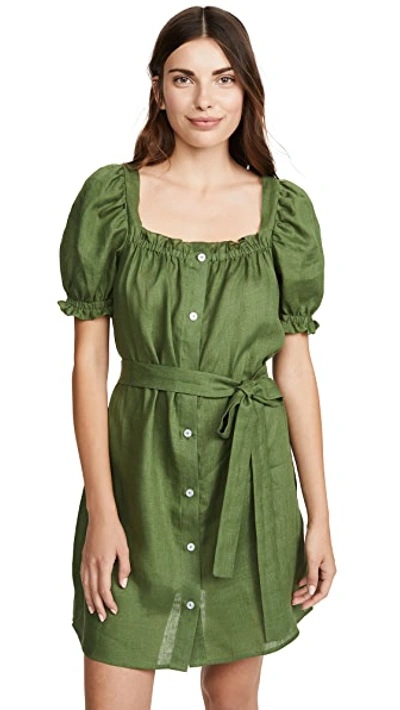 Shop Sleeper Brigitte Linen Mini Dress Green