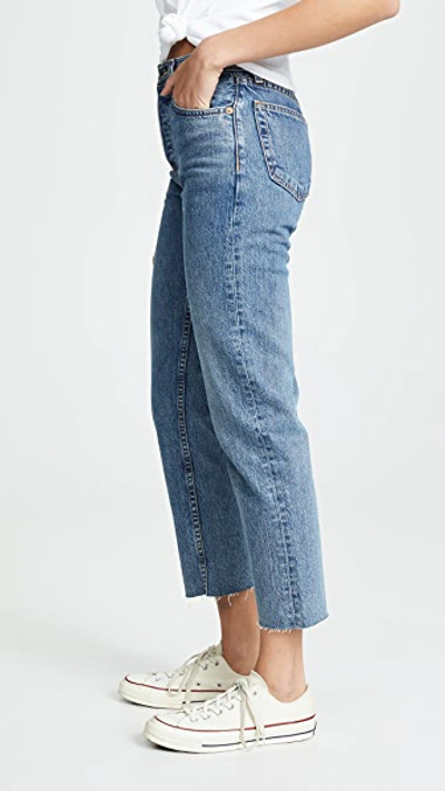 Re/done High Rise Rigid Stove Pipe Jeans Medium Vain In Medium Vain