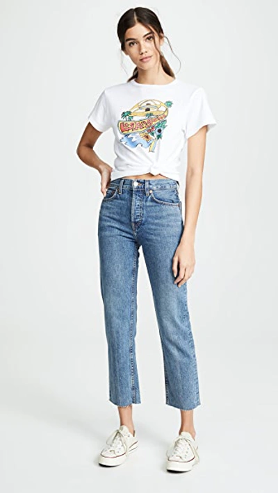 Re/done High Rise Rigid Stove Pipe Jeans Medium Vain In Medium Vain