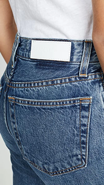 Re/done High Rise Rigid Stove Pipe Jeans Medium Vain In Medium Vain