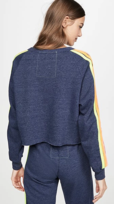 Shop Aviator Nation Bolt Sweatshirt In Heather Navy Neon