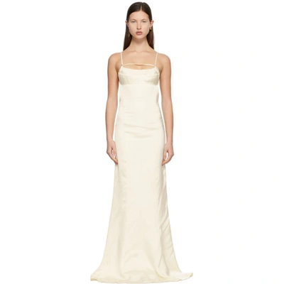 Shop Jacquemus Off-white 'la Robe Novio' Dress In Champagne