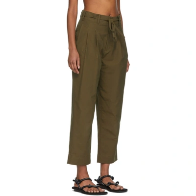 Shop Co Khaki Crop Pleated Trousers In Olive