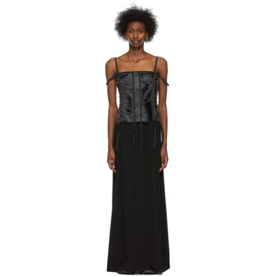 Shop Givenchy Black Satin Ribbon Bustier Dress In 001 Black