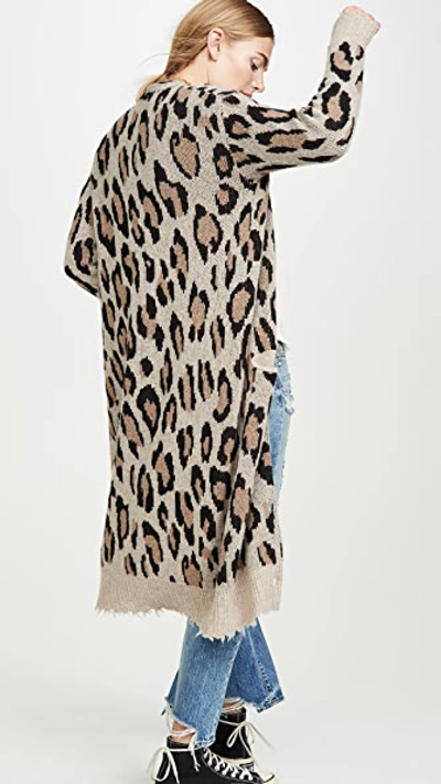 Shop R13 Long Leopard Cashmere Cardigan Leopard Xs
