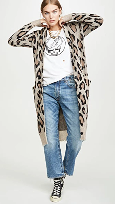 Shop R13 Long Leopard Cashmere Cardigan Leopard Xs