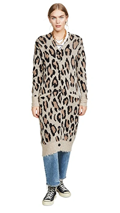 Shop R13 Long Leopard Cashmere Cardigan Leopard Xs