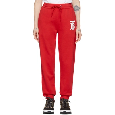 Shop Burberry Red Gresham Lounge Pants In Bright Red