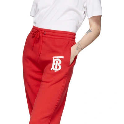 Shop Burberry Red Gresham Lounge Pants In Bright Red