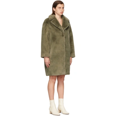 Shop Stand Studio Green Faux-fur Camille Cocoon Coat In 50130 Dusty Mint