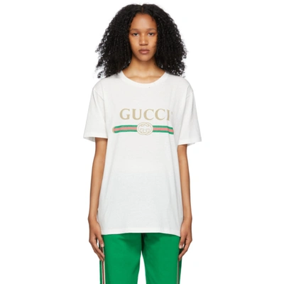 Gucci White Oversized Logo T-shirt | ModeSens