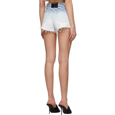 Shop Alexander Wang Blue Denim Bite Logo Shorts In 270 Pebble