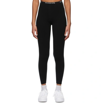 Shop Alexander Wang T Black Logo Trim Leggings In 001 Black