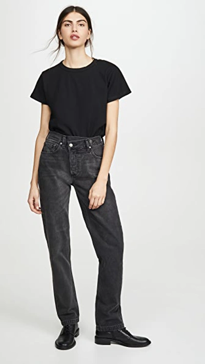 Leset Margo Short-sleeve Cotton Crewneck Tee In Black