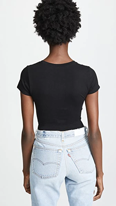 Yummie Short Sleeve Shaping Thong Back Bodysuit In Black