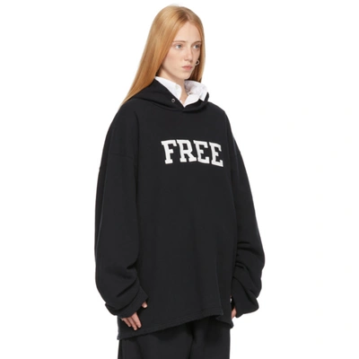 Shop Balenciaga Black 'free' No Rib Hoodie In 1070 Black/white