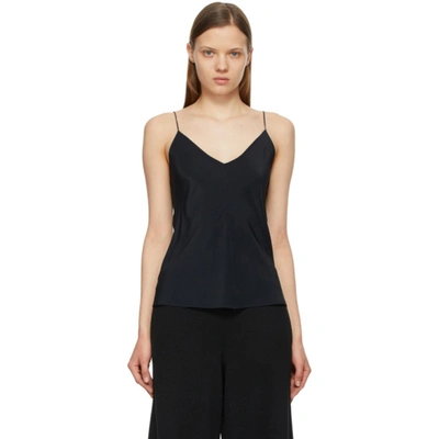 Shop The Row Black Silk Eda Tank Top In Mng Midnight