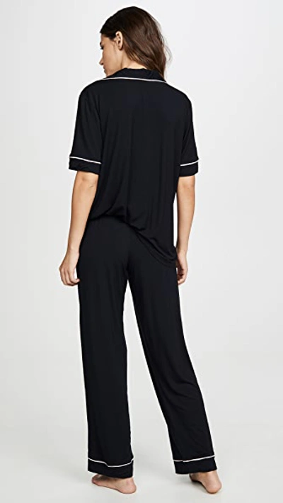 Eberjey Gisele Short Sleeve Pj Set Black/sorbet Pink In Black