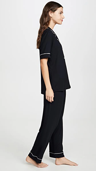 Eberjey Gisele Short Sleeve Pj Set Black/sorbet Pink In Black