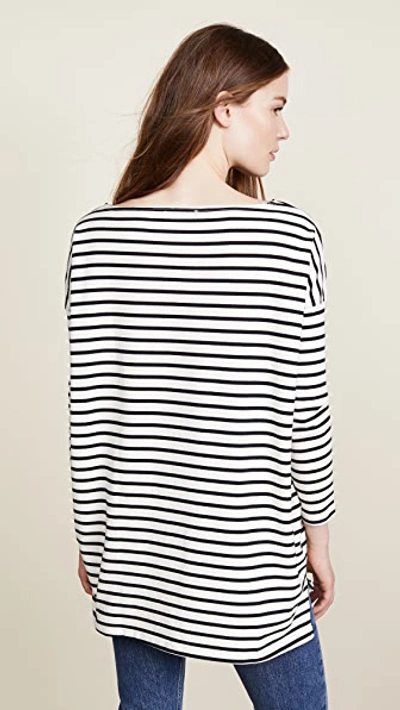 Hatch The Bateau Top In Black & White Stripe