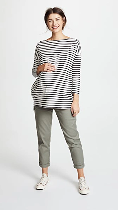 Hatch The Bateau Top In Black & White Stripe