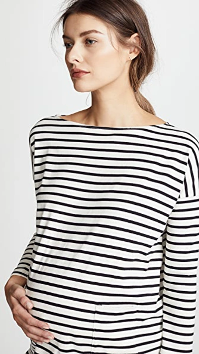 Hatch The Bateau Top In Black & White Stripe