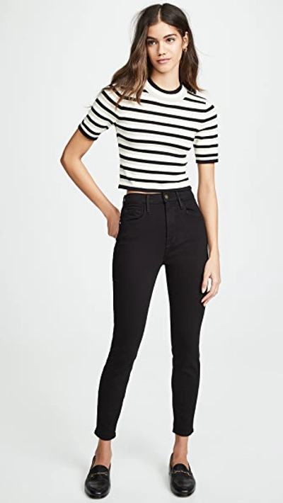 Shop Frame Ali High Rise Skinny Cropped Cigarette Jeans Noir