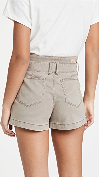 Shop Paige Anessa Shorts With Pleated Waistband Vintage Moss Taupe