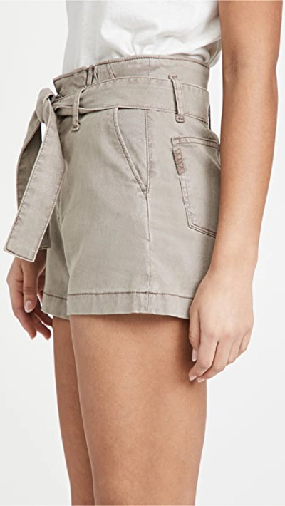 Shop Paige Anessa Shorts With Pleated Waistband Vintage Moss Taupe