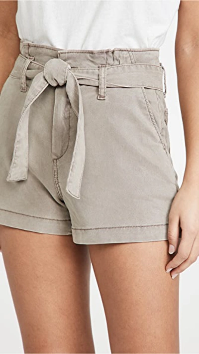 Paige Anessa Shorts With Pleated Waistband In Vintage Moss Taupe