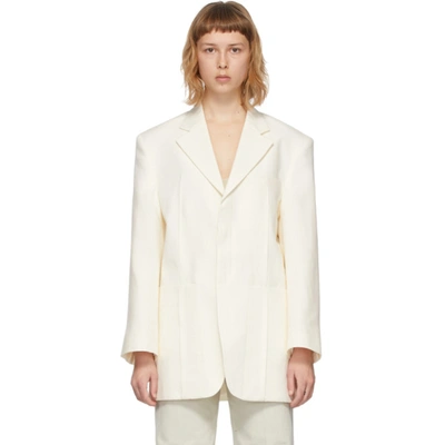 Shop Jacquemus Off-white 'la Veste D'homme' Blazer In Light Beige