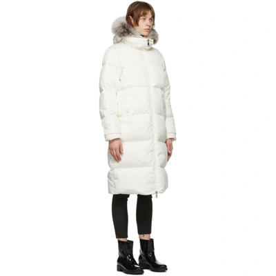 Shop Moncler White Down Lo Kellerfur Coat In 035 White