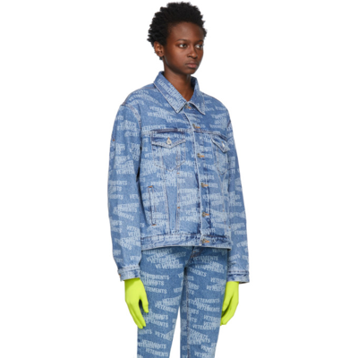 Shop Vetements Blue Denim Monogram Jacket In Medium Blue