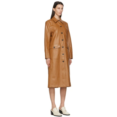 Shop Lvir Brown Faux-leather Patchwork Coat In Camel