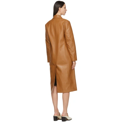 Shop Lvir Brown Faux-leather Patchwork Coat In Camel