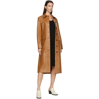 Shop Lvir Brown Faux-leather Patchwork Coat In Camel