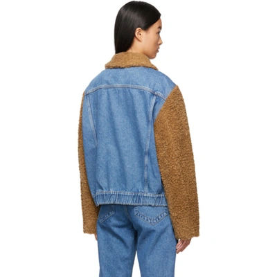 Shop Opening Ceremony Blue Denim Teddy Sleeve Jacket In Blue/navy