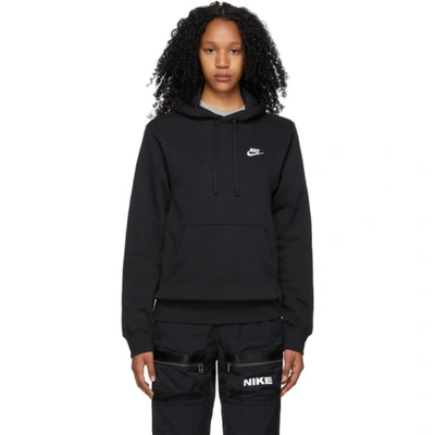 Shop Nike Black Fleece Sportswear Club Hoodie In 010 Black/black/whi