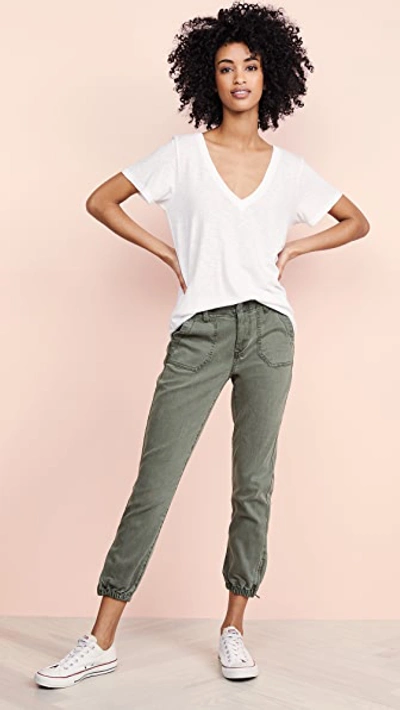 Paige Mayslie Cropped Jogger Pants In Vintage Ivy Green