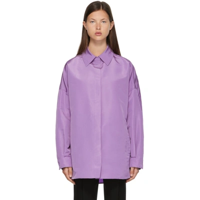 Shop Valentino Purple Silk Faille Shirt In E11 Light Amethyst