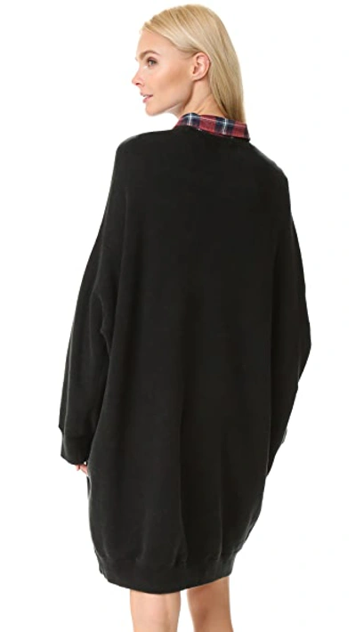 Shop R13 Grunge Sweatshirt Dress In Sand Washed Black