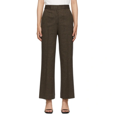 Shop Victoria Victoria Beckham Brown Cropped Flared Trousers In Toffee Brown
