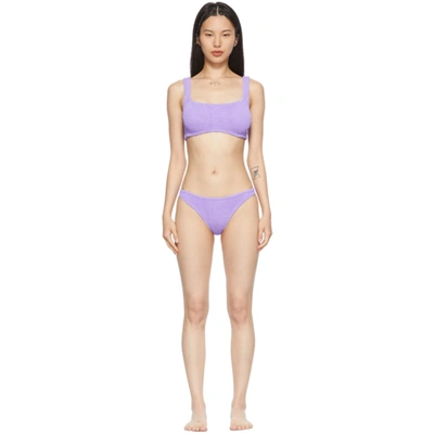 Shop Hunza G Purple Cropped Xandra Bikini In Lilac