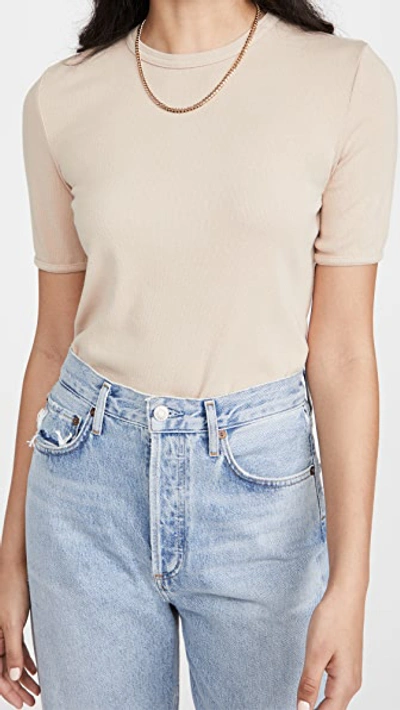 Shop Agolde Relaxed Rib Tee Crew Neck Tee In Nude