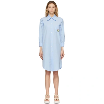 Shop Gucci Blue Cauliflower Shirt Dress In 4990 Sky Bl