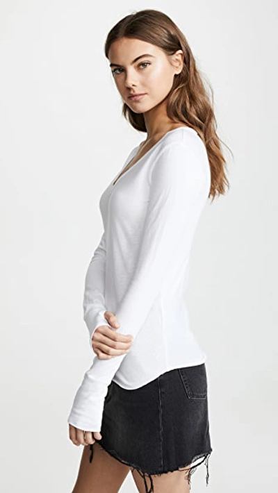 Shop Lna Essential Cotton Long Sleeve Tee In White