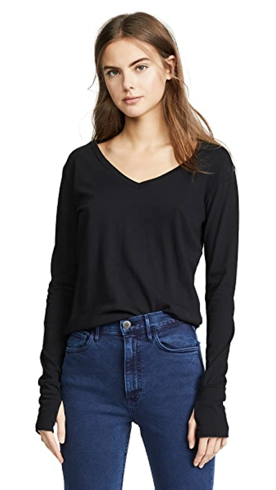Shop Lna Essential Cotton Long Sleeve Tee In Black