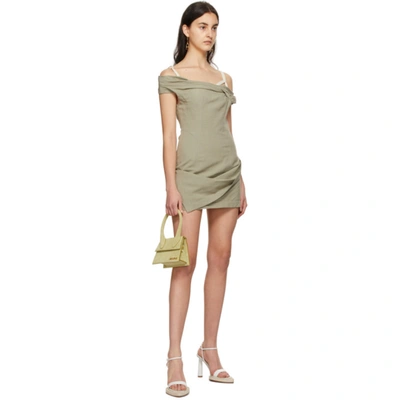 Shop Jacquemus Green 'la Robe Foglio' Dress In Sage Green